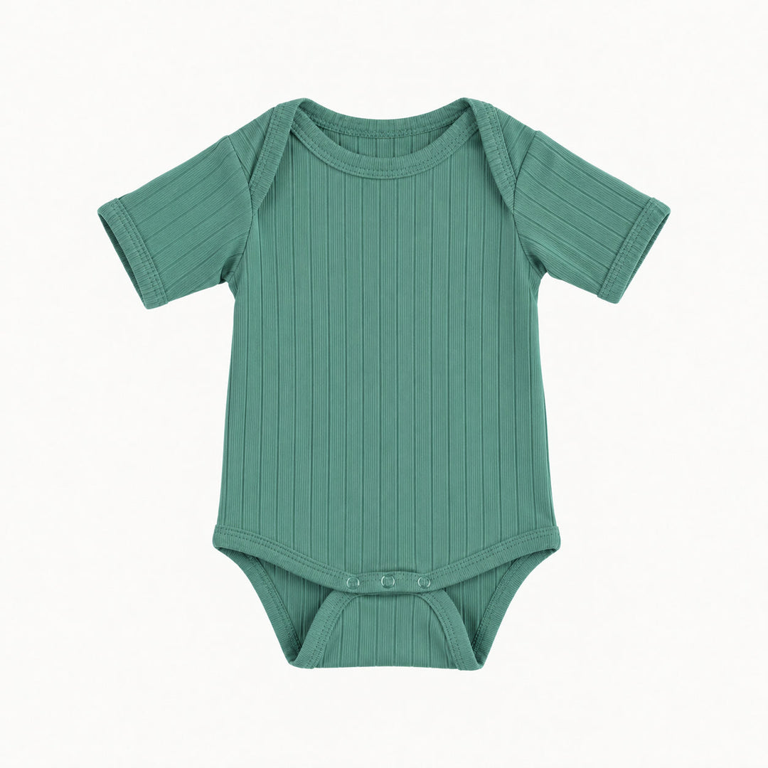 PREORDER short sleeve lap neck bodysuit | wasabi | woods rib