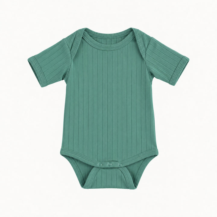 PREORDER short sleeve lap neck bodysuit | wasabi | woods rib