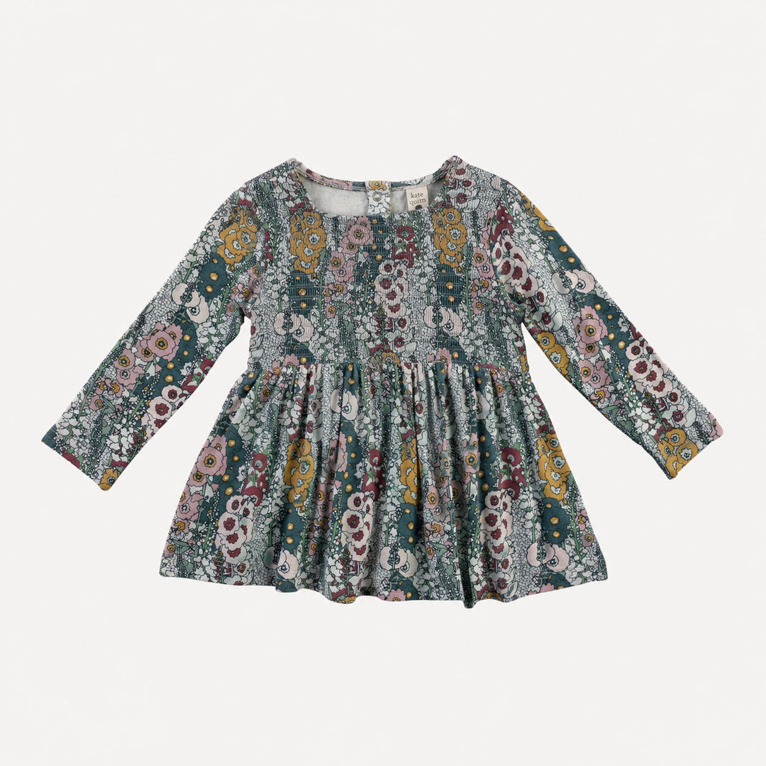 PREORDER long sleeve square neck smocked top | hollyhock | bamboo