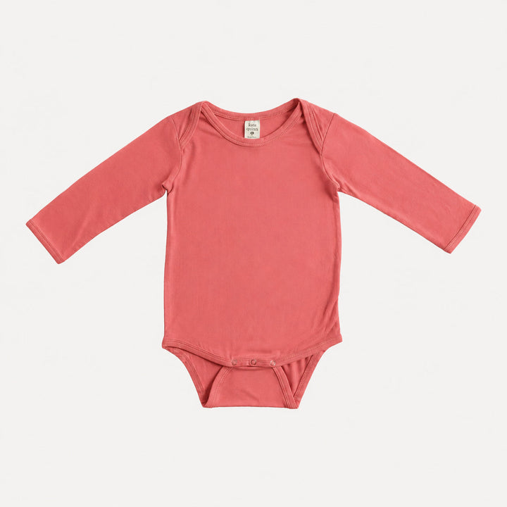 PREORDER long sleeve lap neck bodysuit | pink coral | bamboo