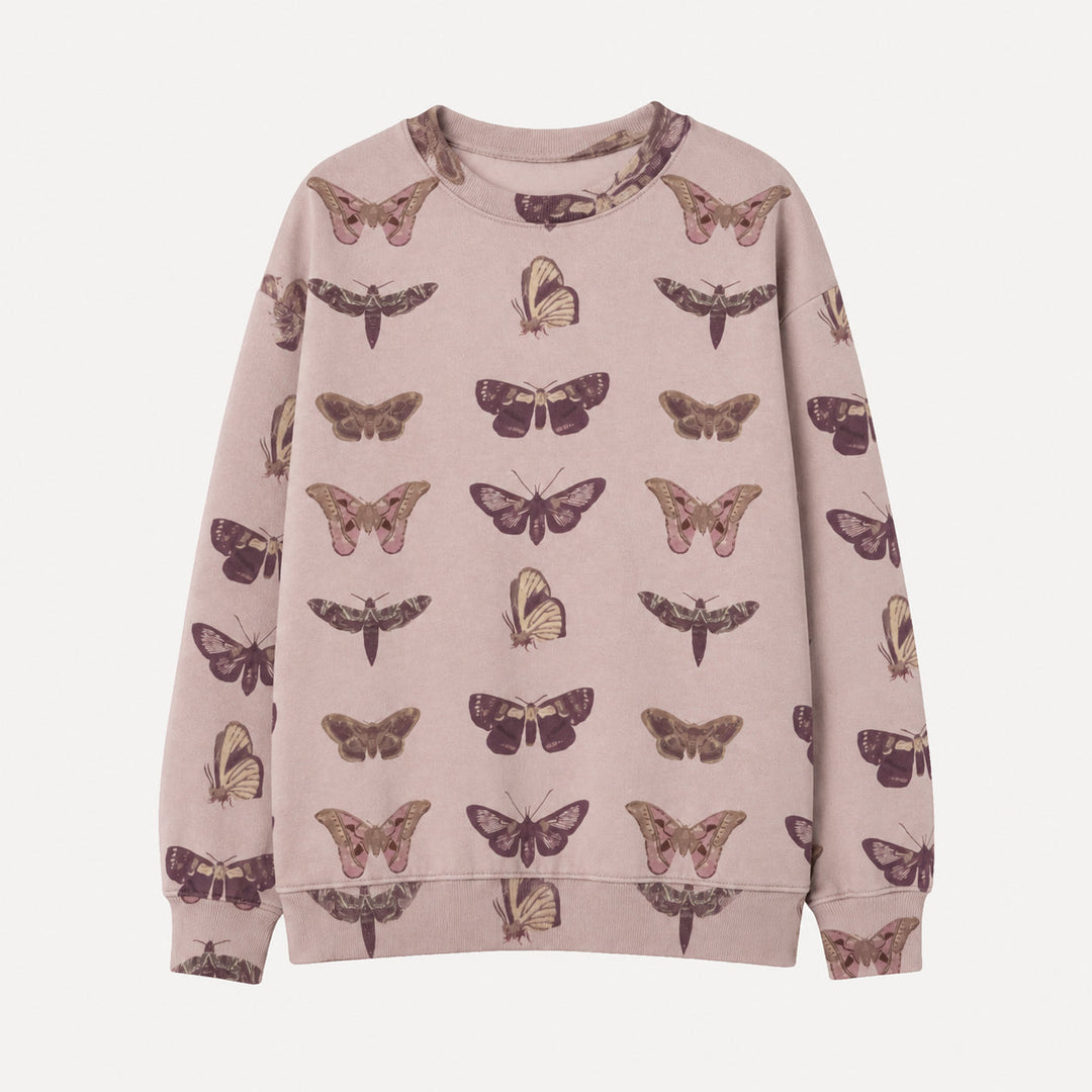 PREORDER womens oversized sweatshirt | purple moths | organic cotton interlock
