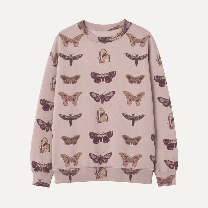PREORDER womens oversized sweatshirt | purple moths | organic cotton interlock