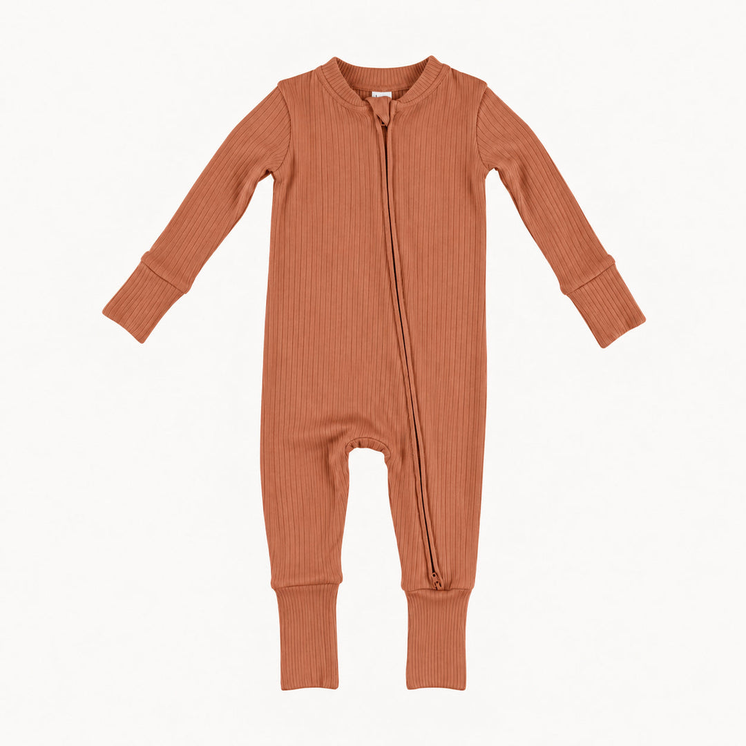 PREORDER long sleeve convertible zippy pj | copper | woods rib