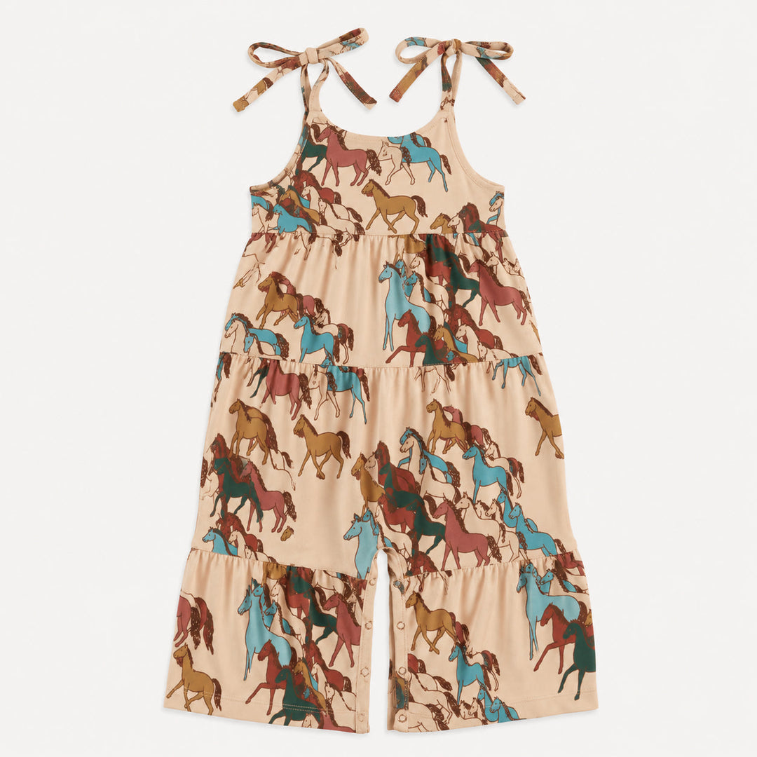 PREORDER spaghetti tie prairie gaucho jumpsuit | horse party| organic cotton interlock
