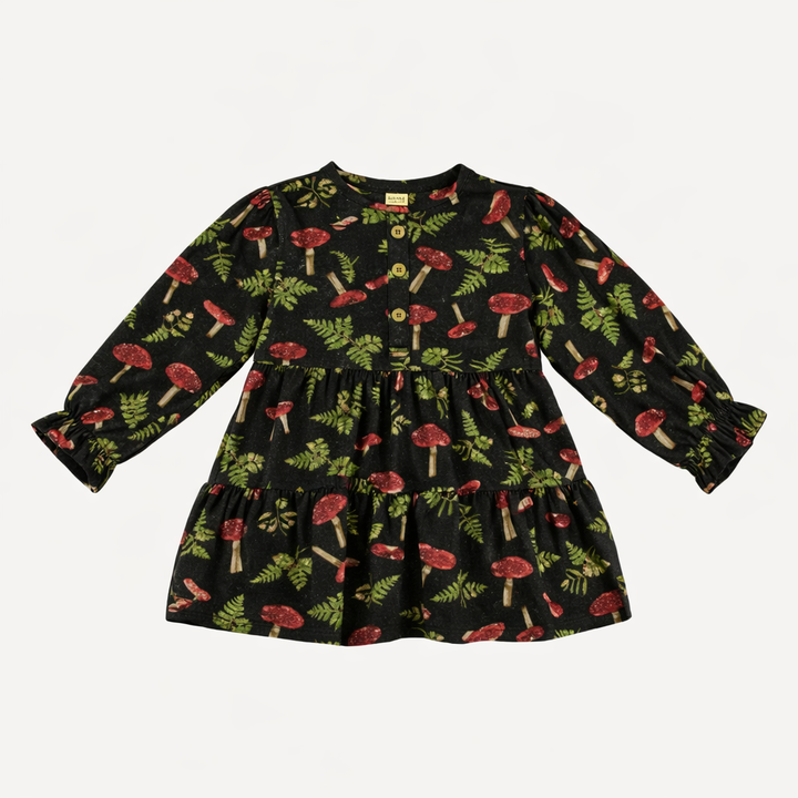 long sleeve henley prairie top | scarlet mushroom fern | organic cotton interlock