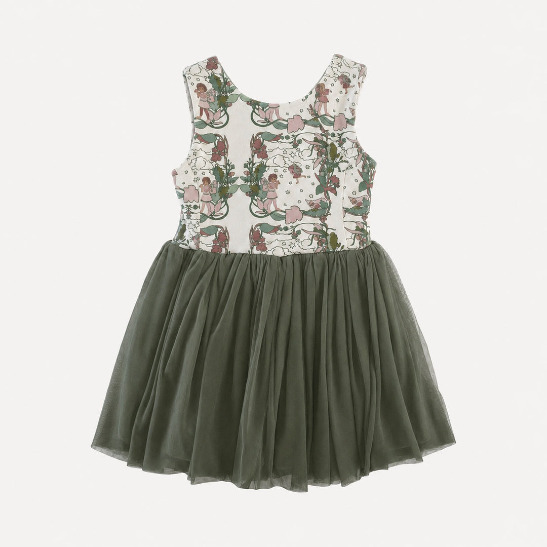 PREORDER sleeveless back bow tulle dress | mystical fairies | organic cotton interlock
