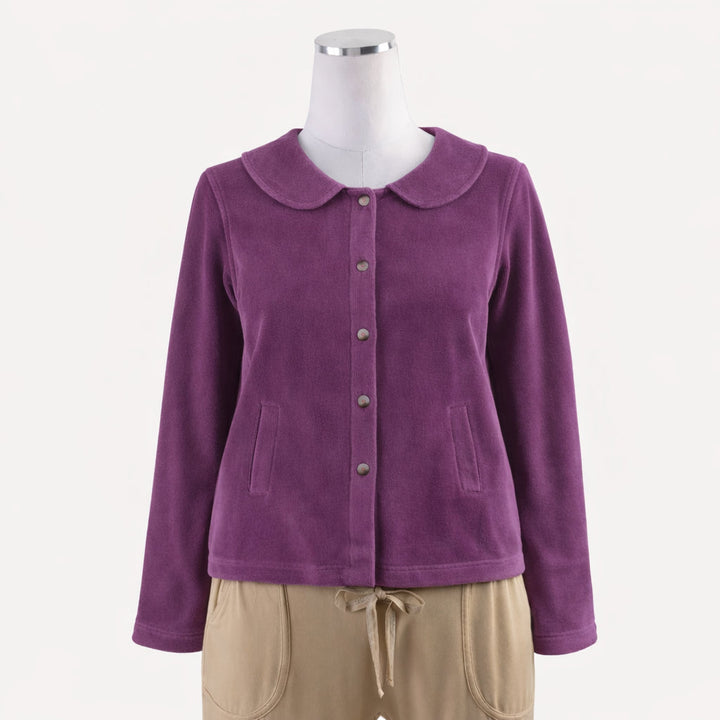 womens swing jacket | amethyst | organic cotton velour