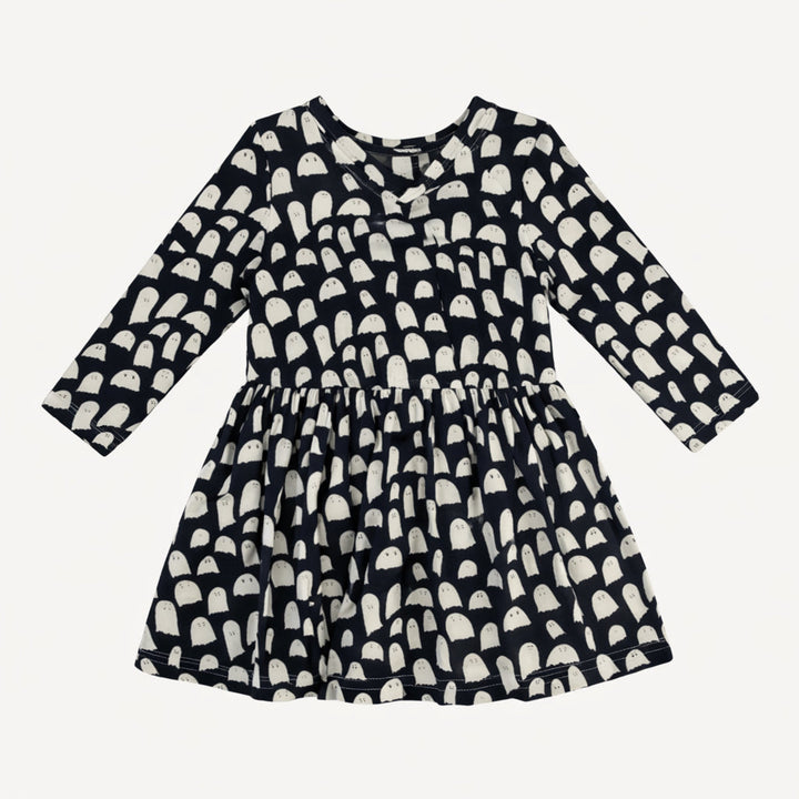 long sleeve twirl dress | ghost | organic cotton interlock