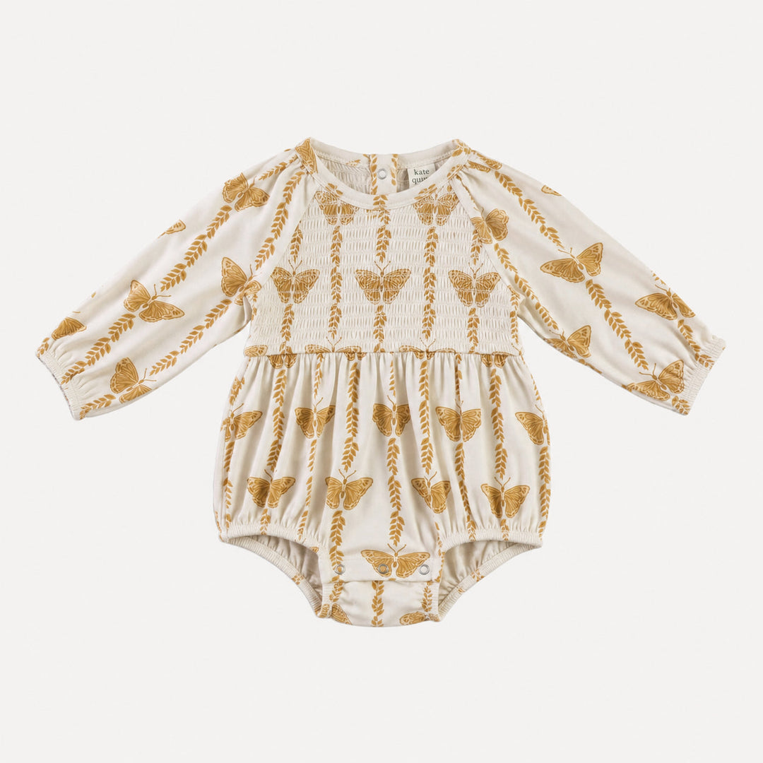 PREORDER long sleeve puff smocked bubble | butterfly vine | bamboo