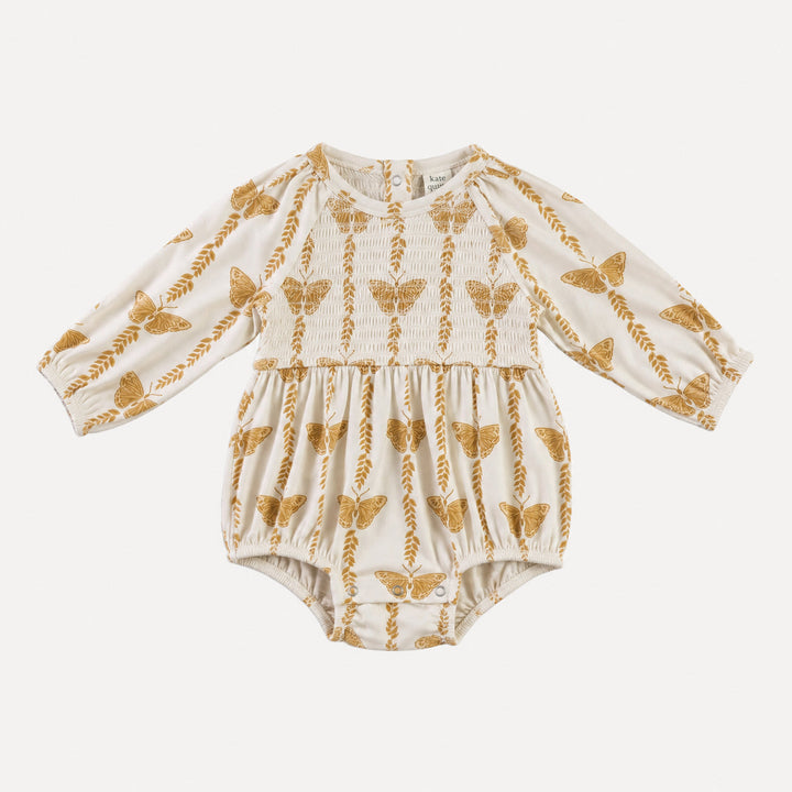 PREORDER long sleeve puff smocked bubble | butterfly vine | bamboo