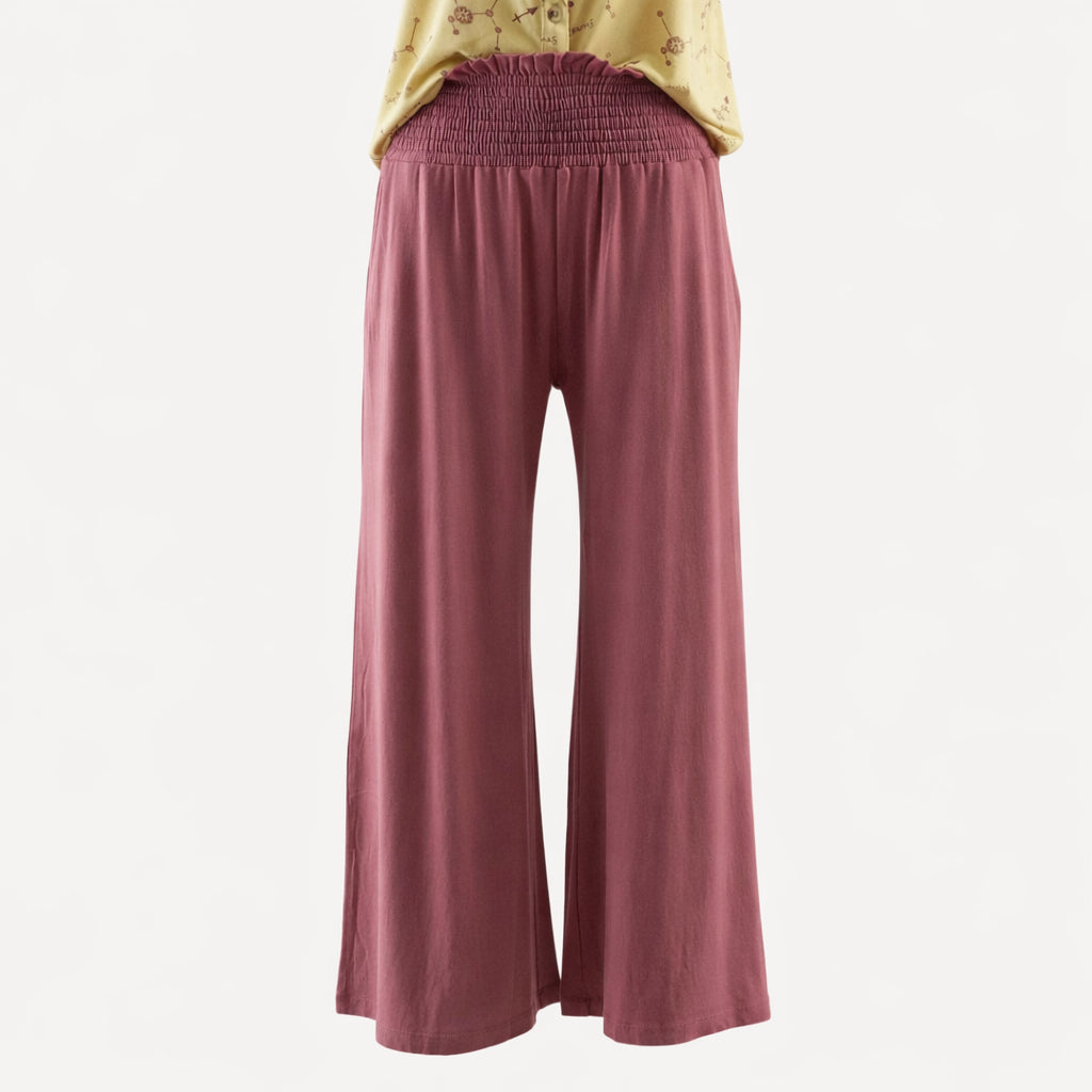 womens shirred gaucho pant | wild ginger | organic cotton flat rib