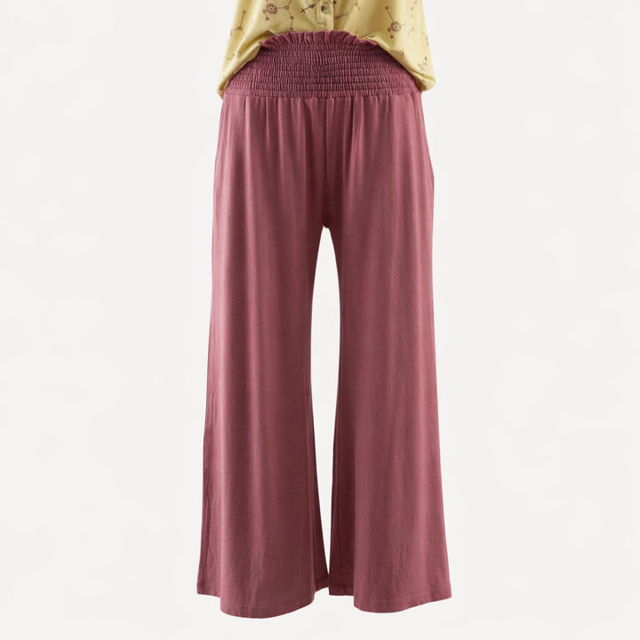 womens shirred gaucho pant | wild ginger | organic cotton flat rib
