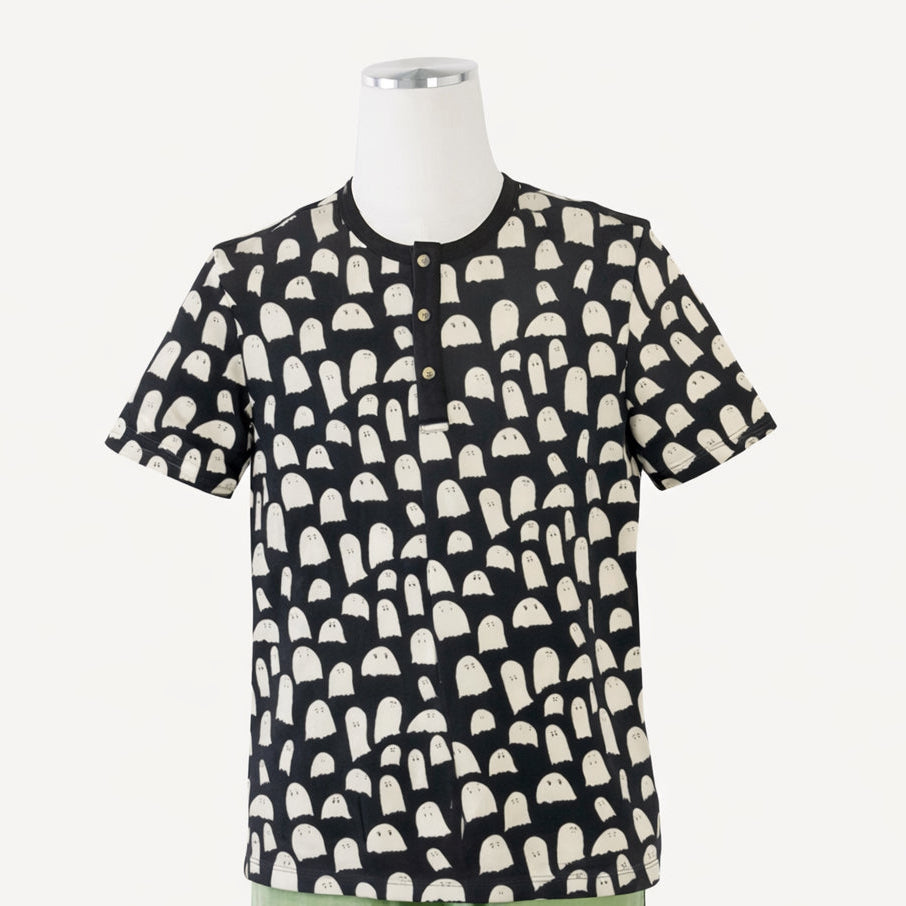 mens short sleeve henley top | ghost | organic cotton interlock