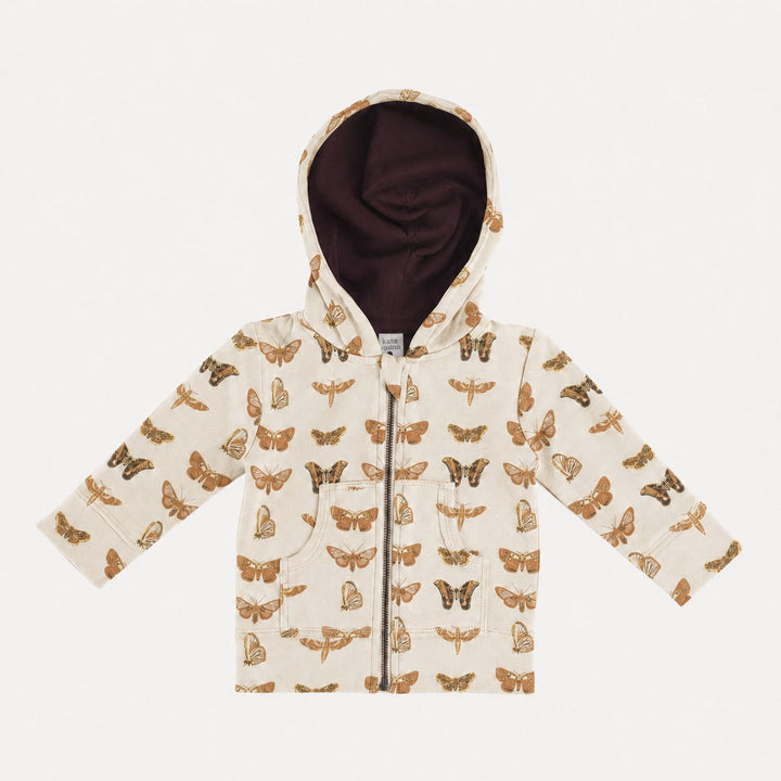 PREORDER long sleeve skinny zipper pocket hoodie | neutral moth | bamboo