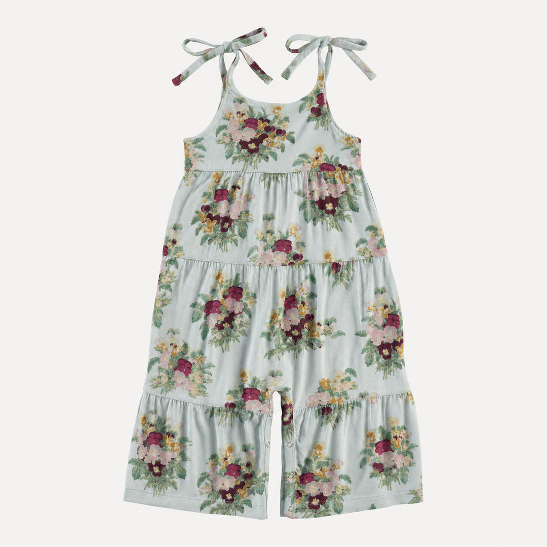 PREORDER spaghetti tie prairie gaucho jumpsuit | pansy | bamboo