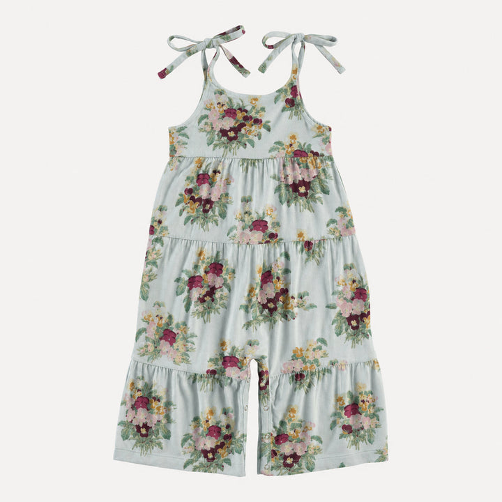 PREORDER spaghetti tie prairie gaucho jumpsuit | pansy | bamboo