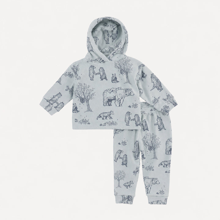 PREORDER long sleeve hooded cuffed jogger set | opal bear family | organic cotton interlock