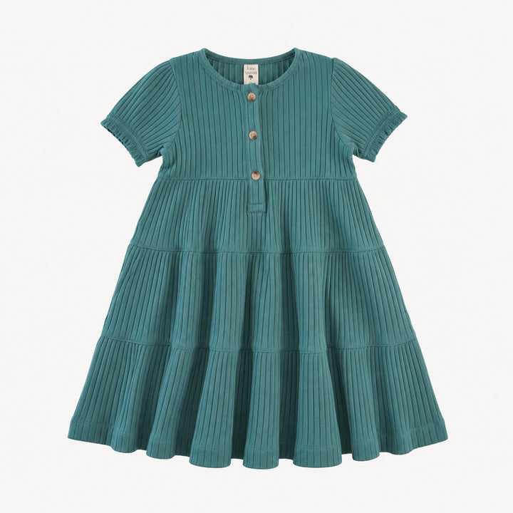 PREORDER short sleeve prairie dress | sea pine | organic cotton wide rib