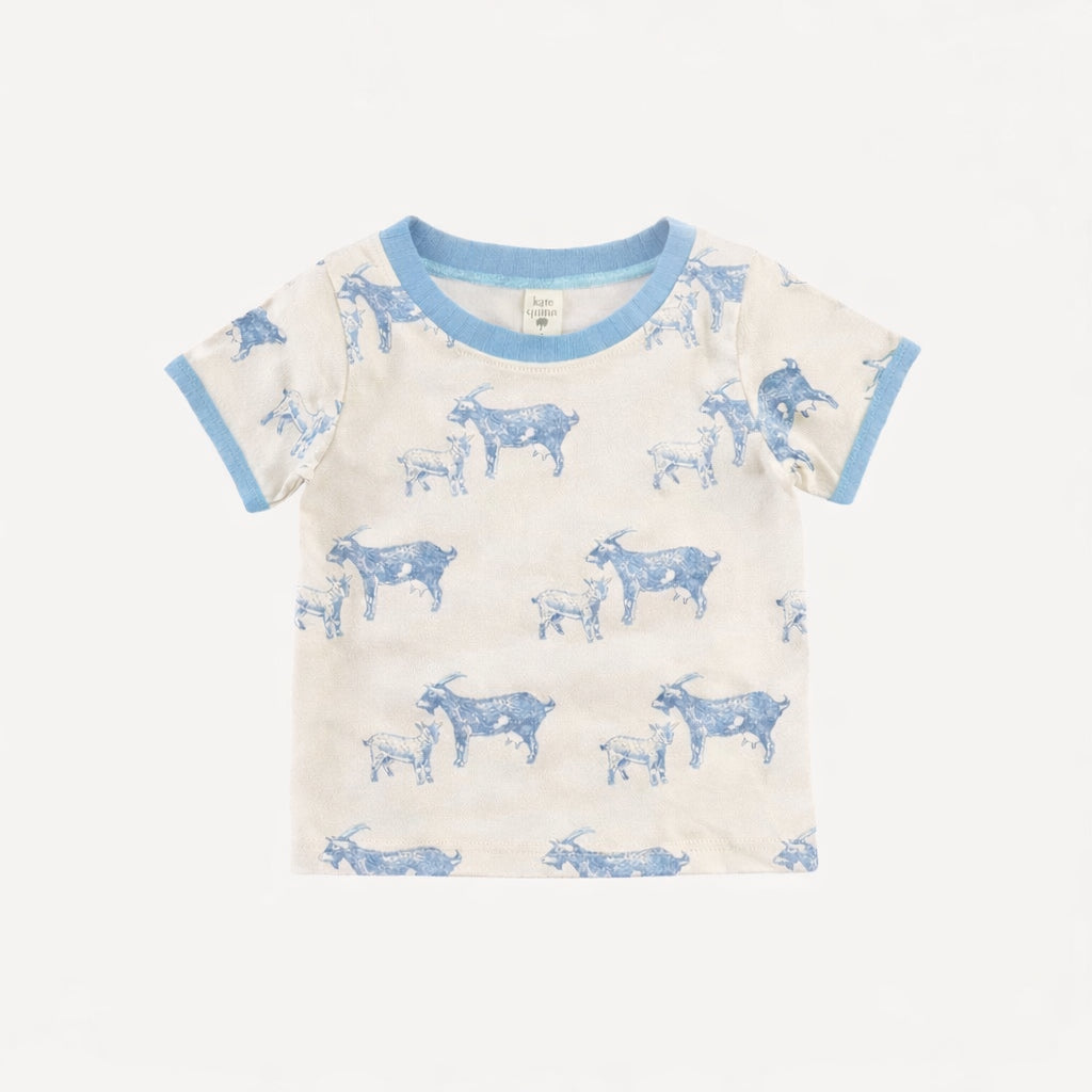 short sleeve ringer tee | goats | organic cotton interlock