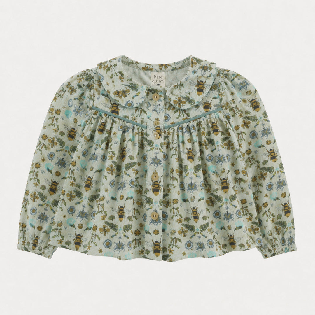 PREORDER long sleeve cowgirl top | green litho bee | bamboo