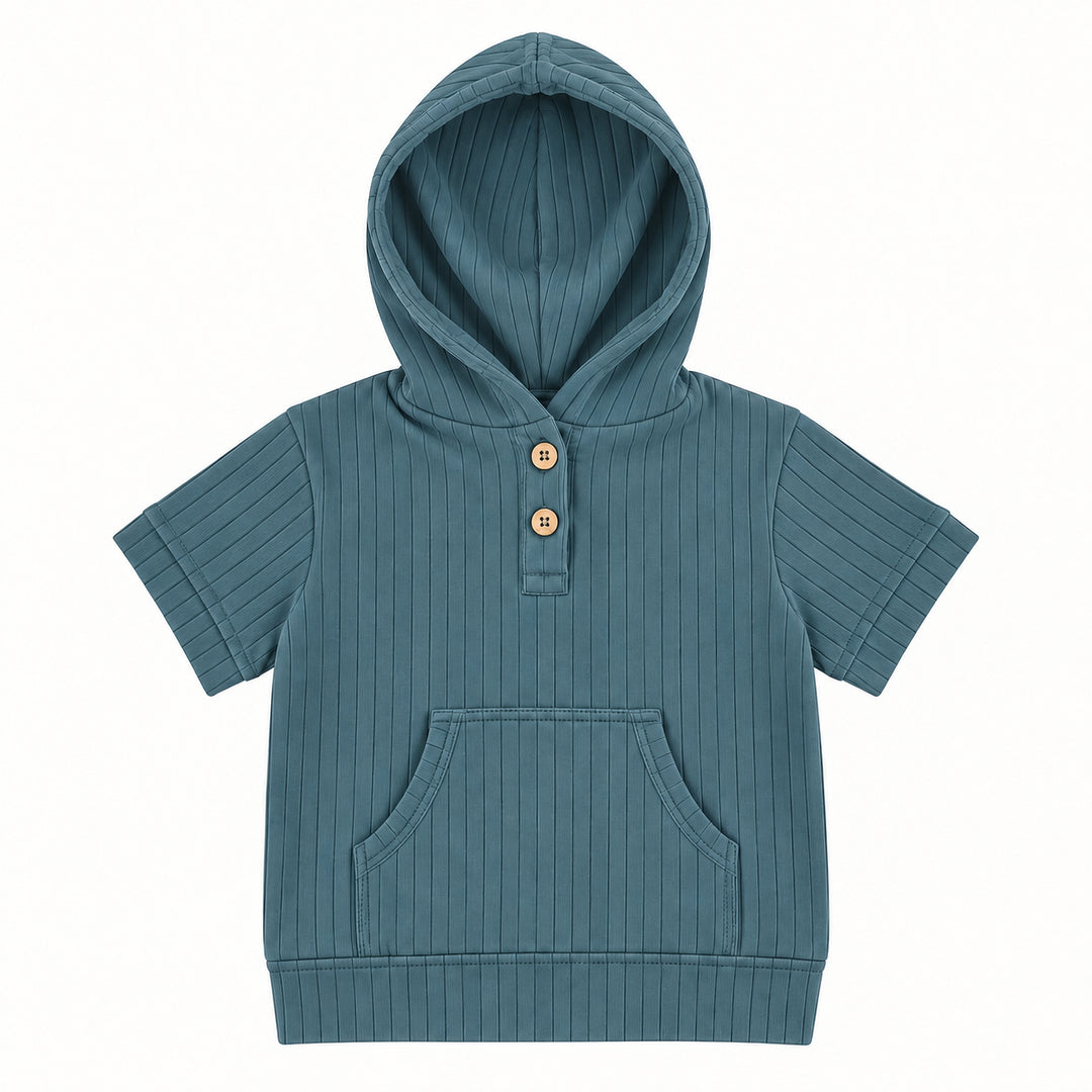 PREORDER mens short sleeve henley hoodie | tapestry | woods rib