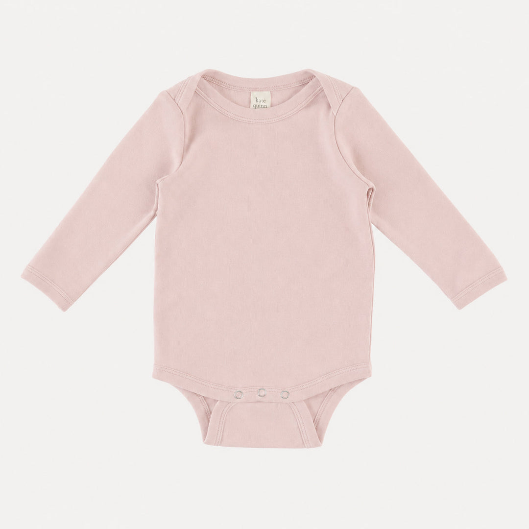 PREORDER long sleeve lap neck bodysuit | pink dogwood | organic cotton interlock