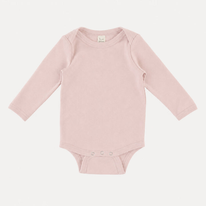 PREORDER long sleeve lap neck bodysuit | pink dogwood | organic cotton interlock
