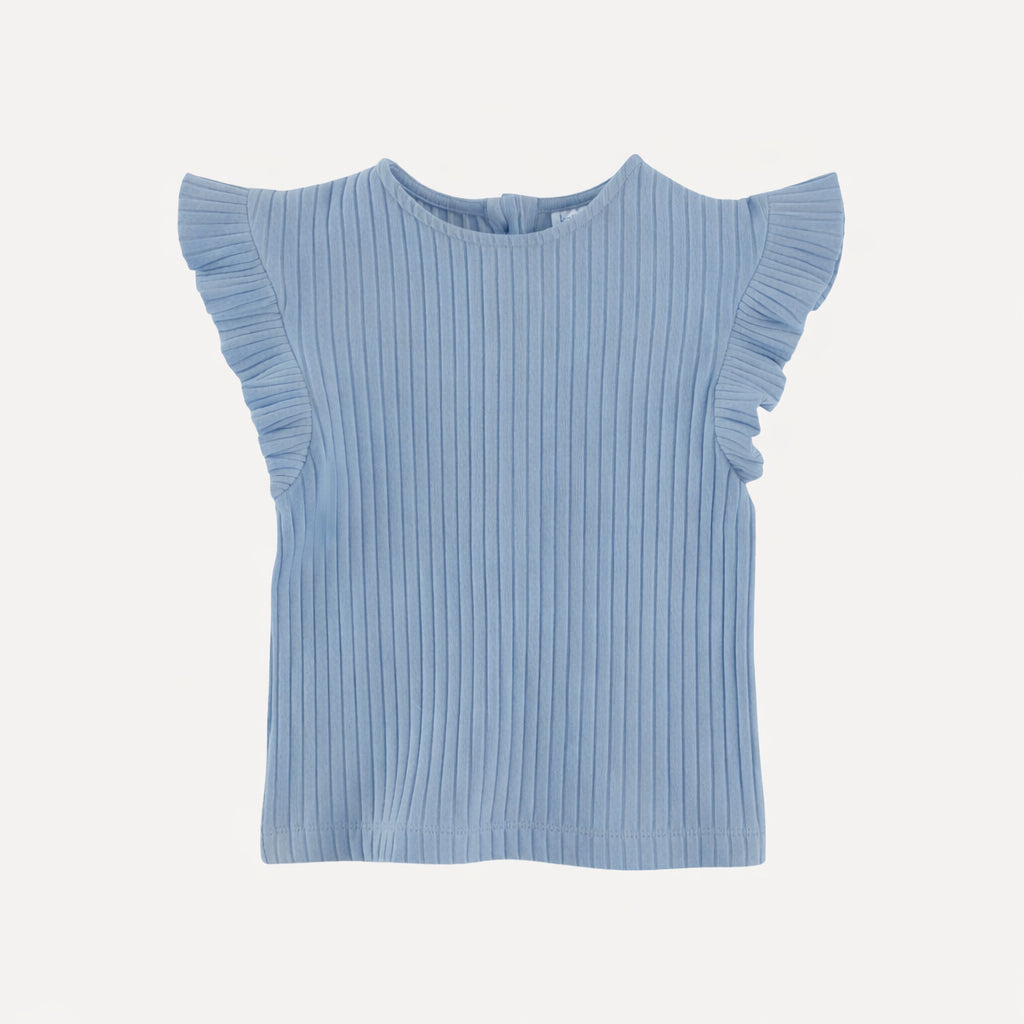retro flutter tee | cornflower blue | organic cotton wide rib