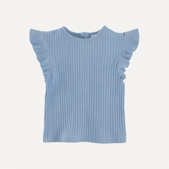 retro flutter tee | cornflower blue | organic cotton wide rib