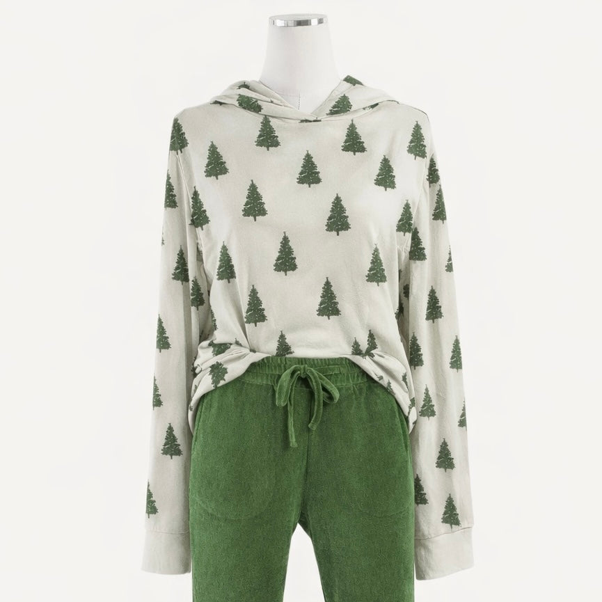 womens hoodie | forest pine | organic cotton flat rib
