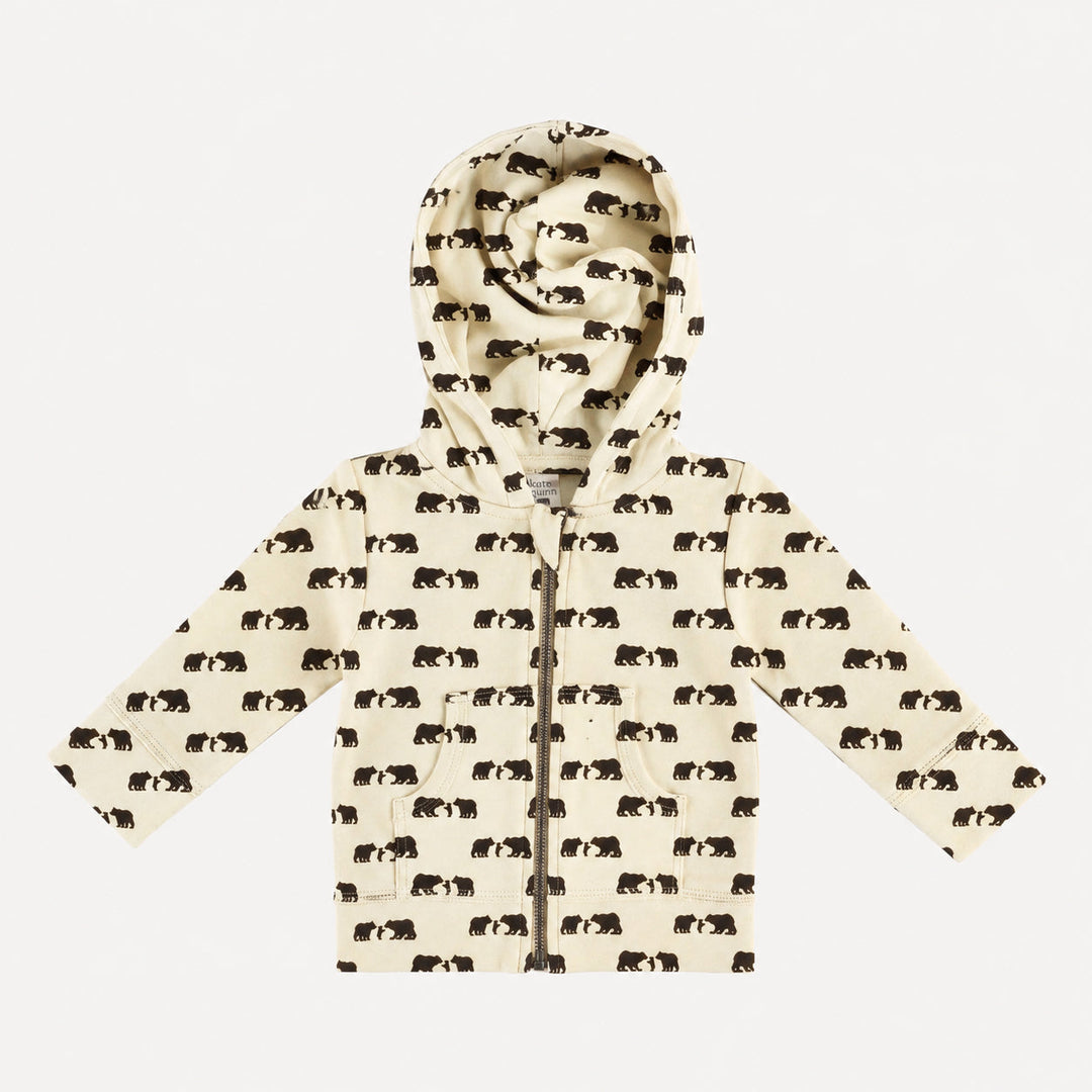 long sleeve skinny zipper pocket hoodie | bears | organic cotton interlock