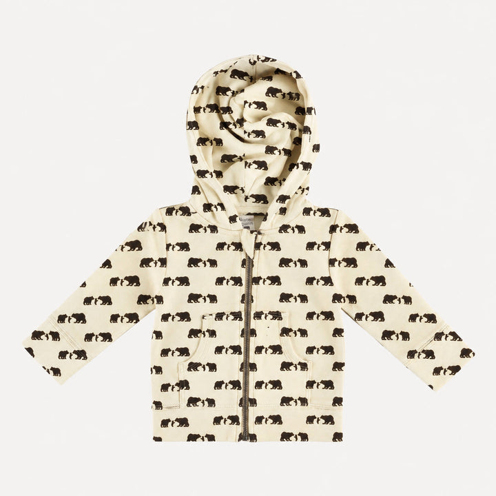 long sleeve skinny zipper pocket hoodie | bears | organic cotton interlock
