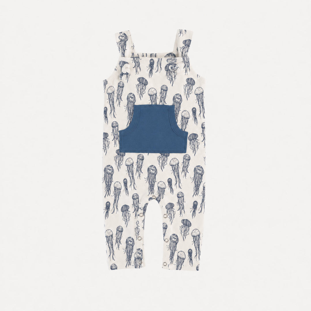 PREORDER tie pocket overall jumpsuit | opal jellyfish | organic cotton interlock