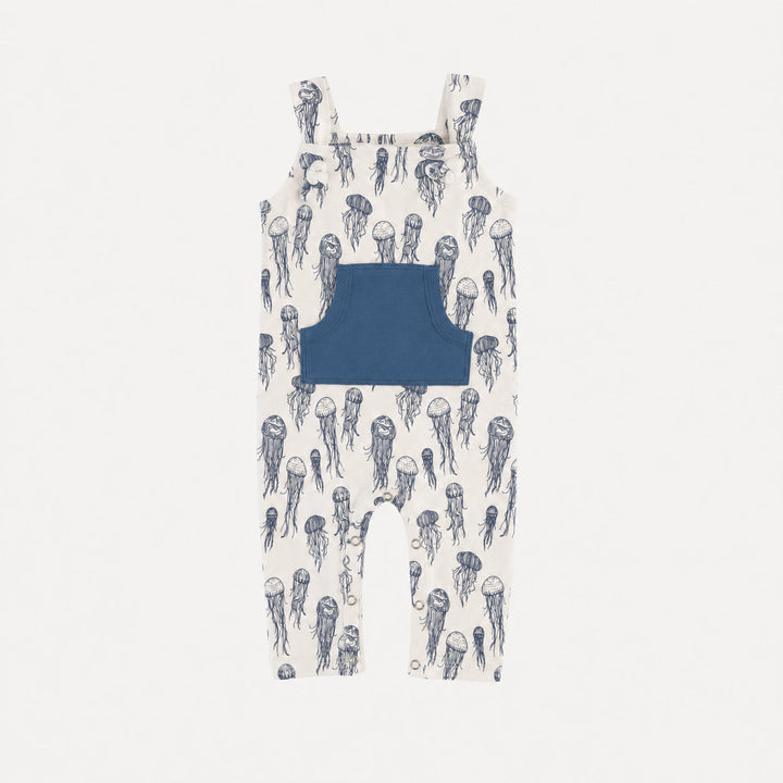 PREORDER tie pocket overall jumpsuit | opal jellyfish | organic cotton interlock