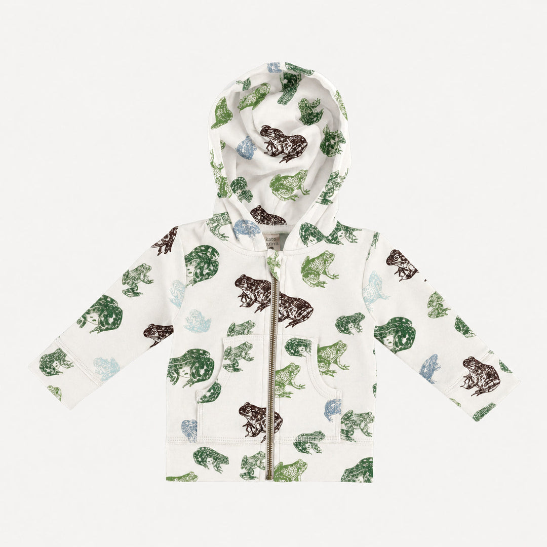long sleeve skinny zipper pocket hoodie | cali frogs | organic cotton interlock