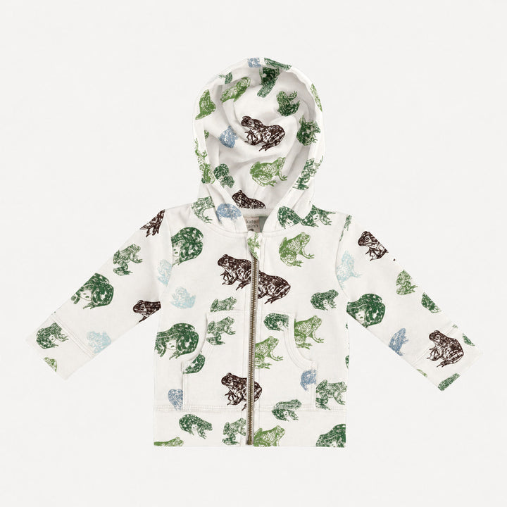 long sleeve skinny zipper pocket hoodie | cali frogs | organic cotton interlock