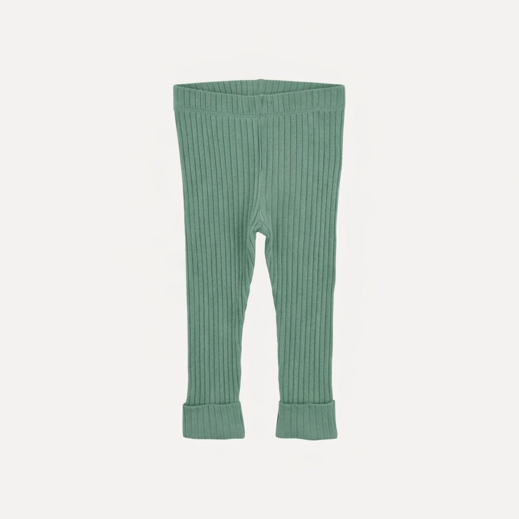 classic cuffed legging | forest | organic cotton wide rib