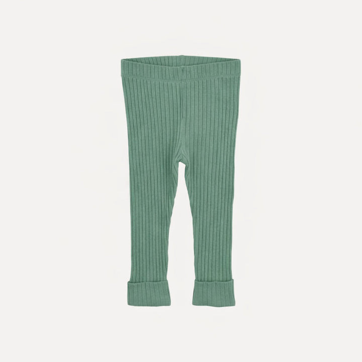 classic cuffed legging | forest | organic cotton wide rib