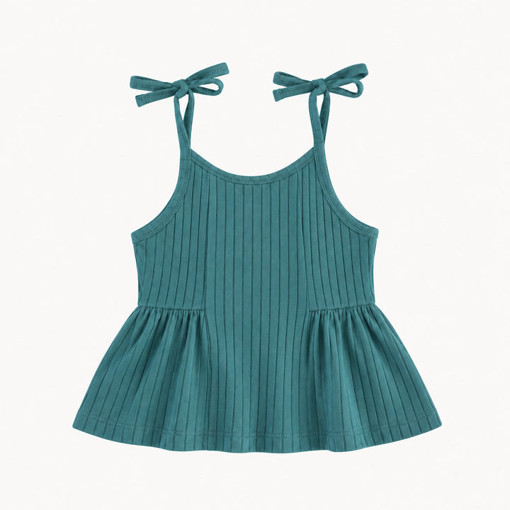PREORDER spaghetti tie ballerina top | sea pine | organic cotton wide rib