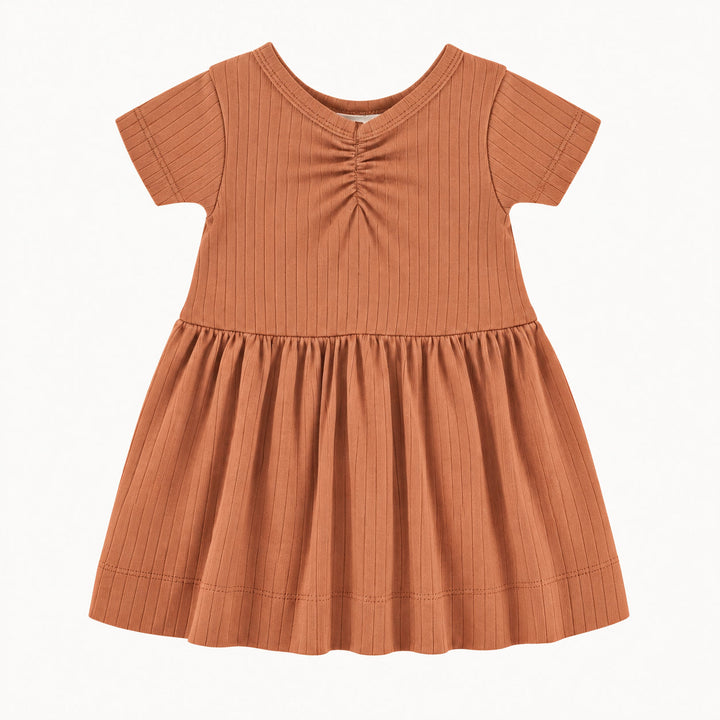 PREORDER short sleeve twirl dress | copper | woods rib