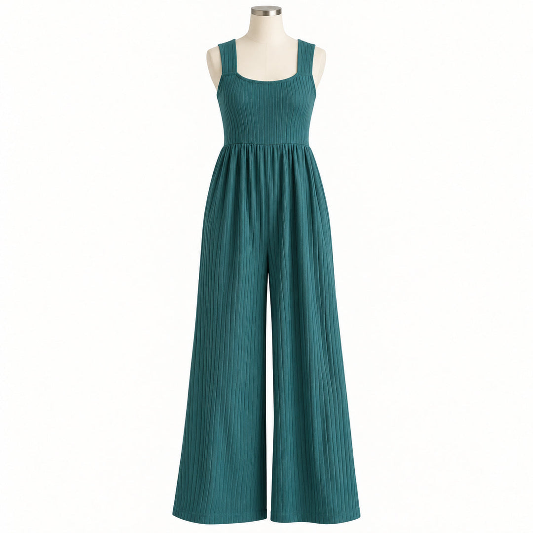 PREORDER womens high waist jumpsuit | sea pine | organic cotton wide rib