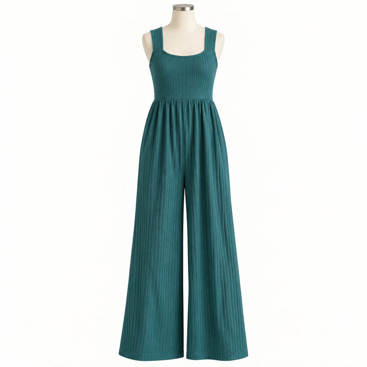 PREORDER womens high waist jumpsuit | sea pine | organic cotton wide rib