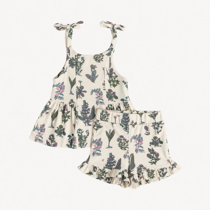 PREORDER spaghetti tie ballerina top + short set | litho floral | modal