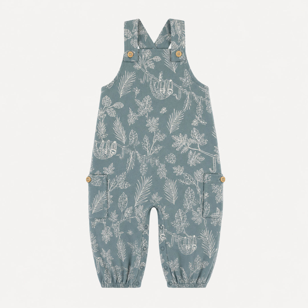 PREORDER gathered bubble pocket overall | storm sloth | organic cotton interlock