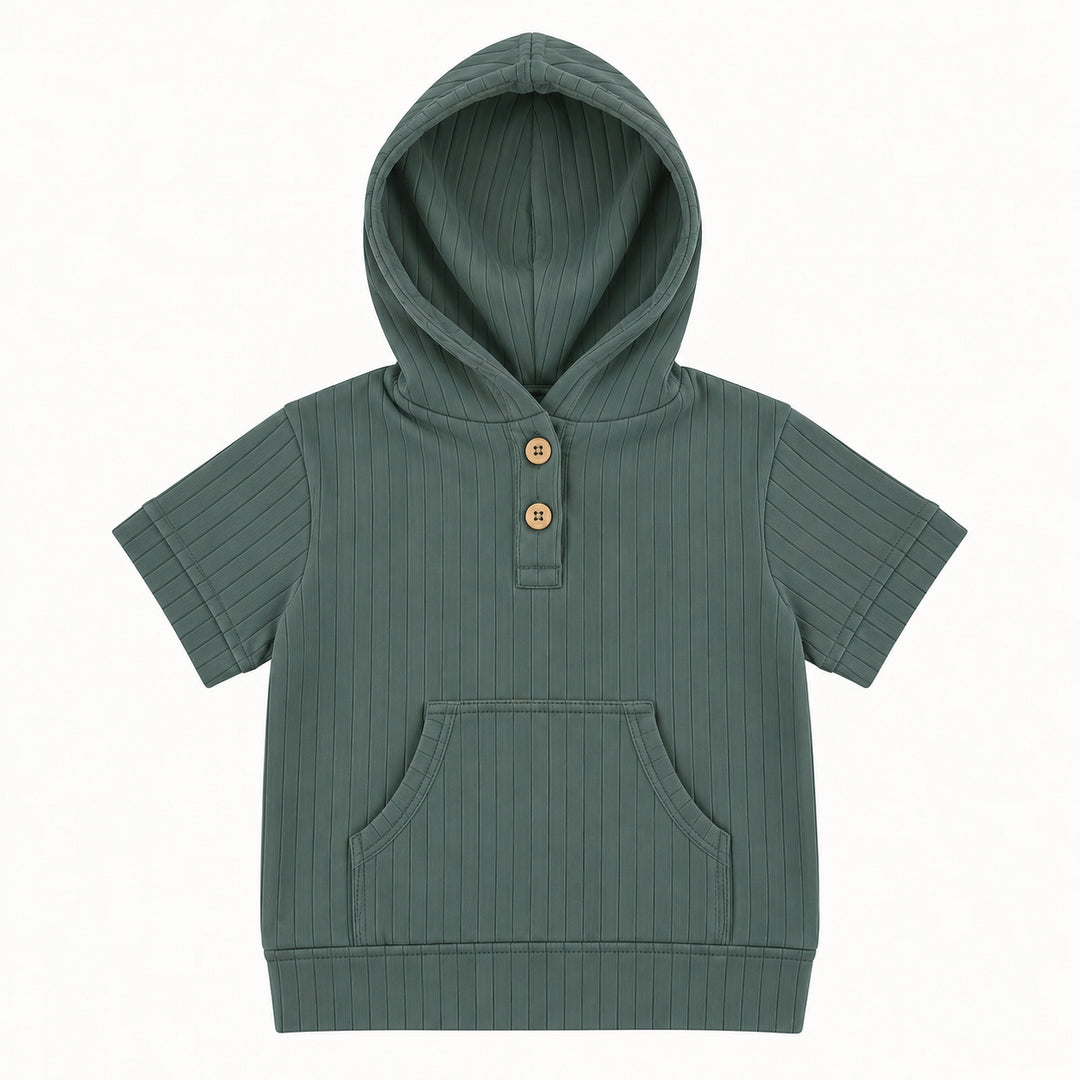 PREORDER mens short sleeve henley hoodie | forest | woods rib