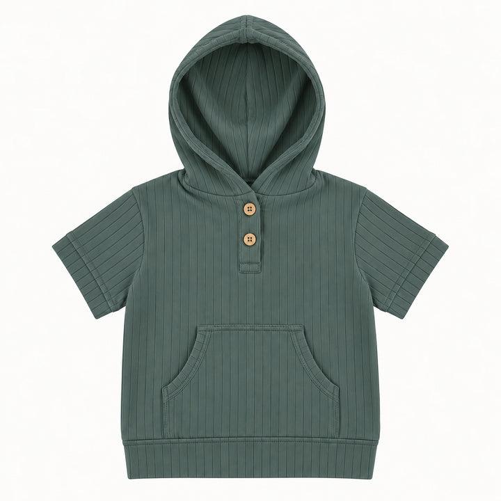 PREORDER mens short sleeve henley hoodie | forest | woods rib