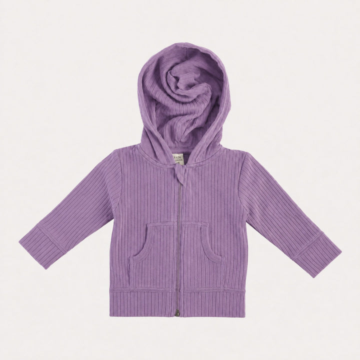 dino zip hoodie | violet bloom | organic cotton wide rib