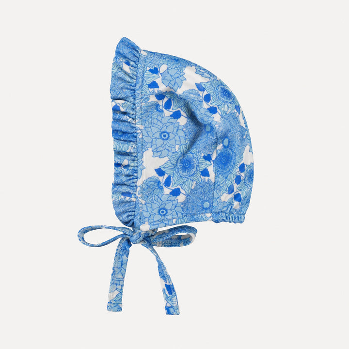 PREORDER small ruffle bonnet | blue vintage floral | bamboo