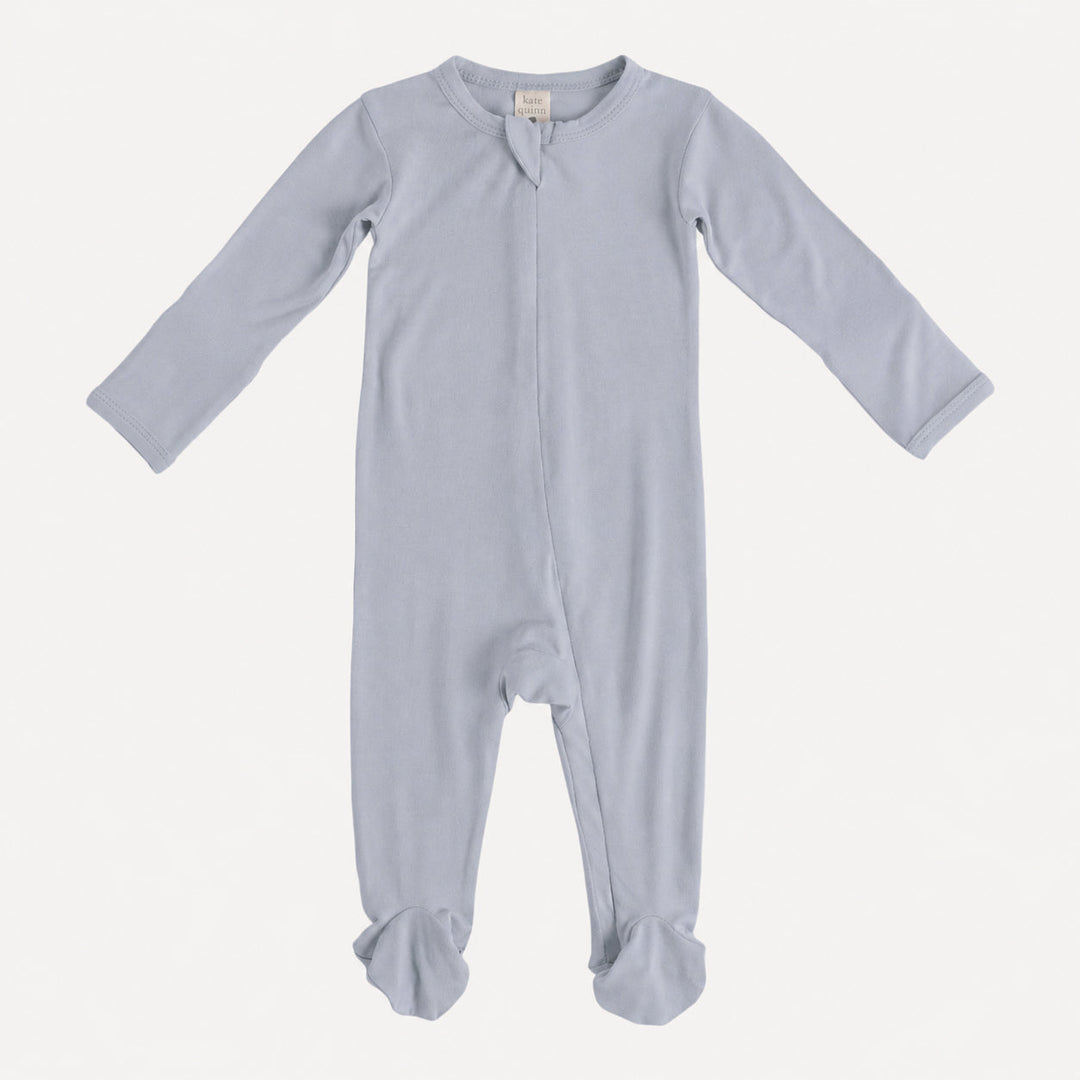 PREORDER long sleeve two way zipper footie | arctic ice | bamboo