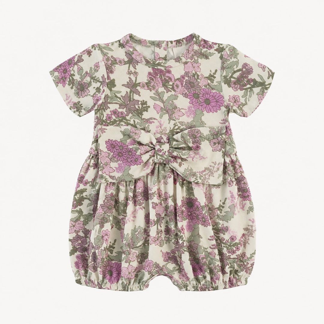 PREORDER short sleeve woods bow bubble | violet queen annes lace | modal